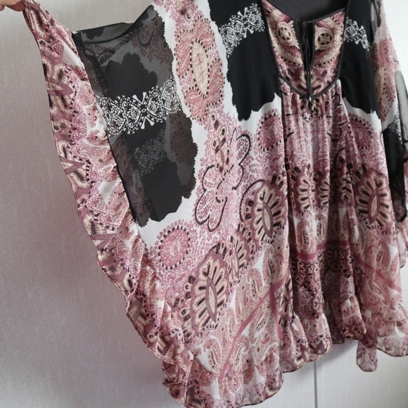 FREE People Marla Dreams Dress Black Combo Purple Floral Boho Hippie Slouchy - Picture 5 of 11